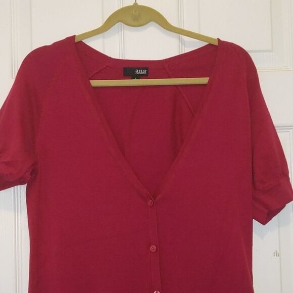 A.n.a. fuscia shirt sleeve cardigan Sz L - Picture 3 of 5